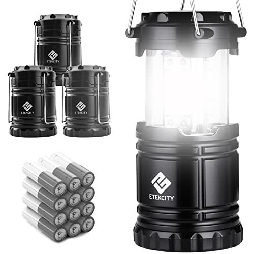 Etekcity LED Camping Lantern for Emergency Light Hurricane Supplies, Lanterns for Survival Kits Power Outages , Battery Powered Operated Lanterns Lamp, Camping Gear Accessories , 4 Pack