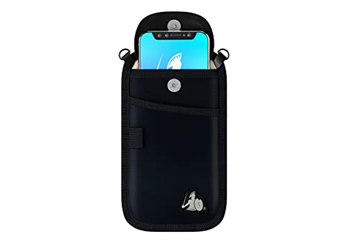 DefenderShield EMF and 5G Radiation Protection Cell Phone Crossbody Pouch with Straps - Lightweight Large Pouch, Fits Most Smartphones and Electronics 7.5 x 4 in (Black)
