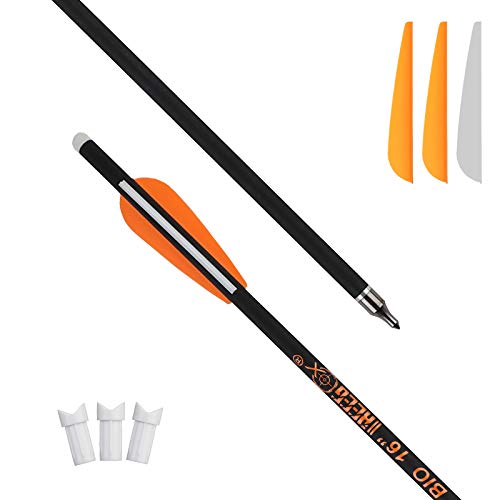 REEGOX Crossbow Bolts 16/18 inch Bio Crossbow Arrows Moon Nocks Removable Tips (Pack of 12)