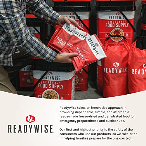 ReadyWise Emergency Food Supply, Freeze-Dried Survival-Food Disaster Kit for Hurricane Preparedness, Camping Food, Prepper Supplies, Emergency Supplies Variety Pack, 25-Year Shelf Life, Breakfast, Lunch, Dinner, Drinks and Snacks, 104 Servings