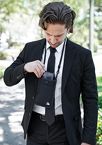 DefenderShield EMF and 5G Radiation Protection Cell Phone Crossbody Pouch with Straps - Lightweight Large Pouch, Fits Most Smartphones and Electronics 7.5 x 4 in (Black)