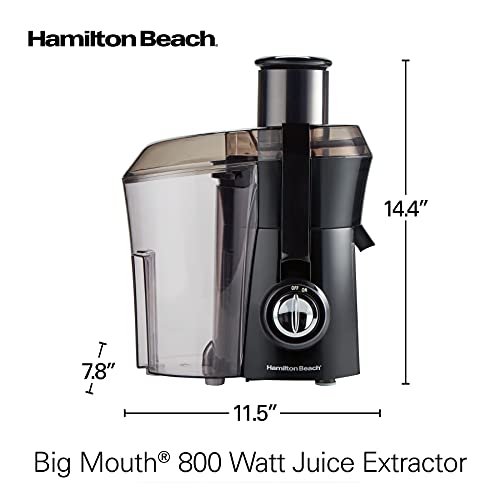Hamilton Beach Juicer Machine, Big Mouth Large 3â Feed Chute for Whole Fruits and Vegetables, Easy to Clean, Centrifugal Extractor, BPA Free, 800W Motor, Black