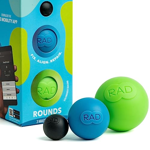 RAD Rounds I Set of 3 Massage Balls for Jaw, Hands and Plantar Fasciitis Myofascial Release, Mobility and Recovery