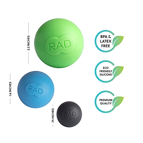 RAD Rounds I Set of 3 Massage Balls for Jaw, Hands and Plantar Fasciitis Myofascial Release, Mobility and Recovery