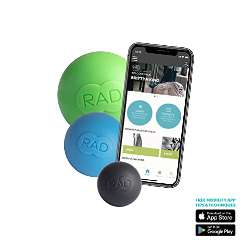 RAD Rounds I Set of 3 Massage Balls for Jaw, Hands and Plantar Fasciitis Myofascial Release, Mobility and Recovery