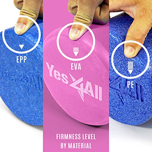 Yes4All Premium EVA Foam Roller - Best Firm & Smooth High Density Foam Rollers for Exercise, Perfect for Rehab Exercises, Eco-Friendly Back Roller