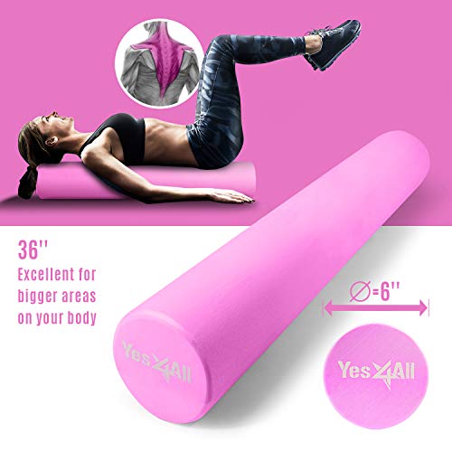Yes4All Premium EVA Foam Roller - Best Firm & Smooth High Density Foam Rollers for Exercise, Perfect for Rehab Exercises, Eco-Friendly Back Roller
