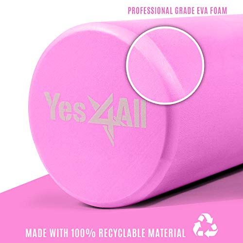 Yes4All Premium EVA Foam Roller - Best Firm & Smooth High Density Foam Rollers for Exercise, Perfect for Rehab Exercises, Eco-Friendly Back Roller