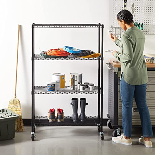 Amazon Basics 4-Shelf Adjustable, Heavy Duty Storage Shelving Unit (350 lbs loading capacity per shelf), Steel Organizer Wire Rack, Black (36L x 14W x 54H)