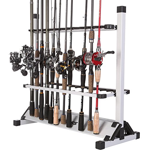 One Bass Fishing Rod Rack Metal Aluminum AlloyPortable Fishing Rod Holder Fishing Rod Organizer for All Type Fishing Pole, Hold Up to 24 Rods