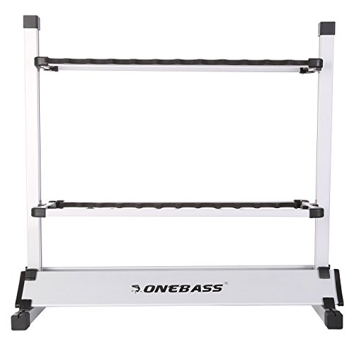 One Bass Fishing Rod Rack Metal Aluminum AlloyPortable Fishing Rod Holder Fishing Rod Organizer for All Type Fishing Pole, Hold Up to 24 Rods