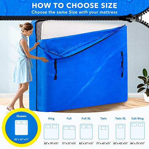 AlexHome Mattress Bag for Moving and Storage,Heavy Duty Tarp Reusable Mattress Storage Bag,Easy Carrier Mattress Moving Cover (Queen Size)