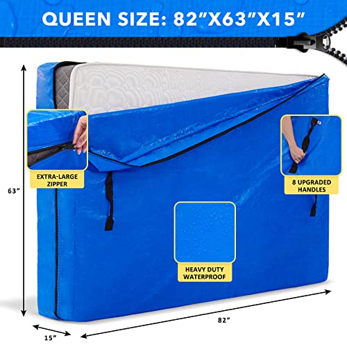 AlexHome Mattress Bag for Moving and Storage,Heavy Duty Tarp Reusable Mattress Storage Bag,Easy Carrier Mattress Moving Cover (Queen Size)