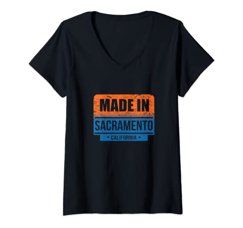 Womens Made In Sacramento California V-Neck T-Shirt