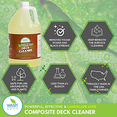 Wash Safe Industries WS-SC-1G Clear Spray and Clean Composite Deck Cleaner, 1 gal Bottle
