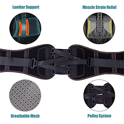 King of Kings Lower Back Brace Pain Relief with Pulley System - Lumbar Support Belt for Women and Men - Adjustable Waist Straps for Sciatica, Spinal Stenosis, Scoliosis or Herniated Disc - Large