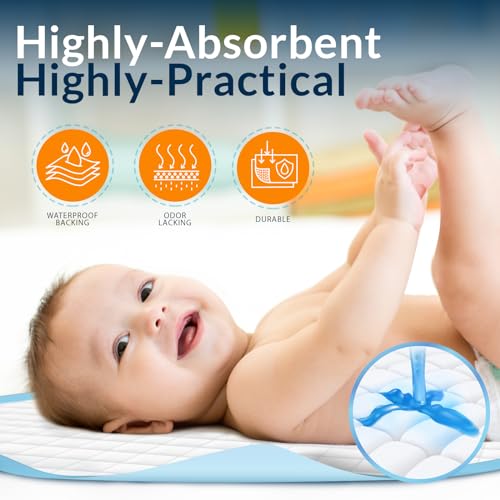 Medpride Disposable Underpads 23'' X 36'' (50-Count) Incontinence Pads, Chux, Bed Covers, Puppy Training | Thick, Super Absorbent Protection for Kids, Adults, Elderly | Liquid, Urine, Accidents