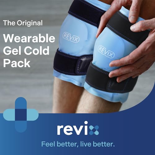 REVIX Ice Packs for Knee Injuries Reusable, Gel Ice Wraps with Cold Compression for Injury and Post-Surgery, Plush Cover and Hands-Free Application, A Set of Two