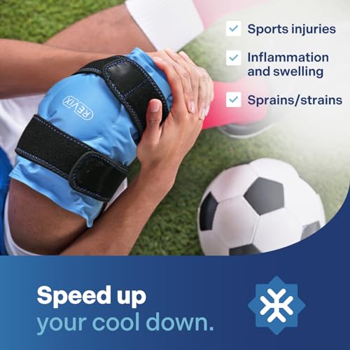 REVIX Ice Packs for Knee Injuries Reusable, Gel Ice Wraps with Cold Compression for Injury and Post-Surgery, Plush Cover and Hands-Free Application, A Set of Two