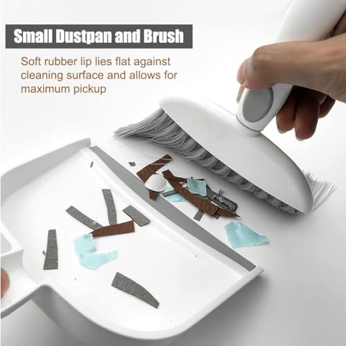 Mini Broom and Dustpan Set Small Dustpan and Brush Set Whisk Broom and Dustpan Set Small Broom and Dustpan Set for Desk, Home, Kitchen Necessities, Small Dust pan and Brush Set (Gray)
