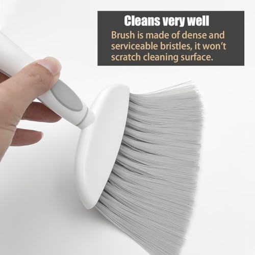 Mini Broom and Dustpan Set Small Dustpan and Brush Set Whisk Broom and Dustpan Set Small Broom and Dustpan Set for Desk, Home, Kitchen Necessities, Small Dust pan and Brush Set (Gray)
