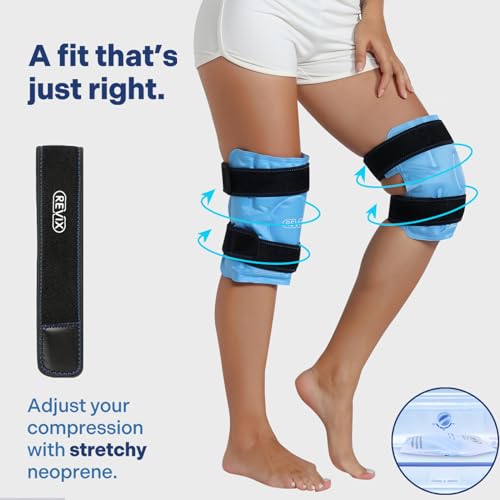 REVIX Ice Packs for Knee Injuries Reusable, Gel Ice Wraps with Cold Compression for Injury and Post-Surgery, Plush Cover and Hands-Free Application, A Set of Two