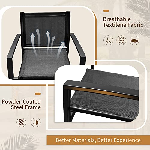 Flamaker 4 Pieces Patio Furniture Outdoor furniture Outdoor Patio Furniture Set Textilene Bistro Set Modern Conversation Set Black Bistro Set with Loveseat Tea Table for Home, Lawn and Balcony (Black)