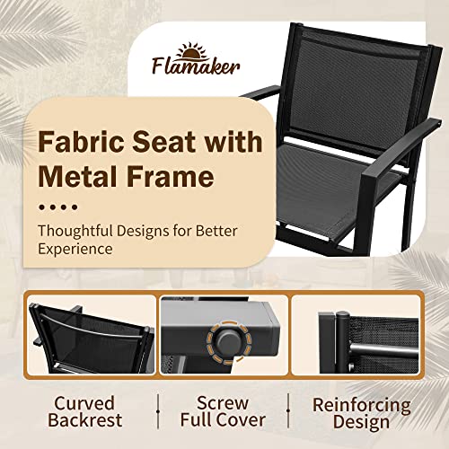 Flamaker 4 Pieces Patio Furniture Outdoor furniture Outdoor Patio Furniture Set Textilene Bistro Set Modern Conversation Set Black Bistro Set with Loveseat Tea Table for Home, Lawn and Balcony (Black)