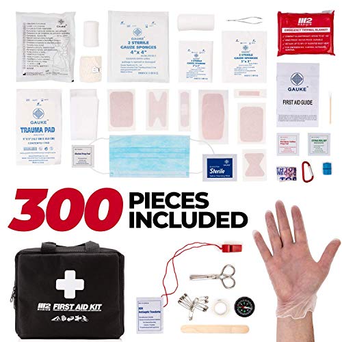 M2 BASICS 300 Piece (40 Unique Items) First Aid Kit | Premium Emergency Kits | Home, Camping, Car, Office, Travel, Vehicle, Survival