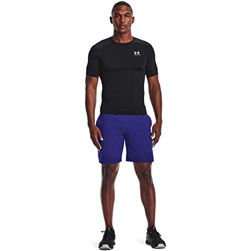 Under Armour mens Armour HeatGear Compression Short-Sleeve T-Shirt , Black (001)/White , Large