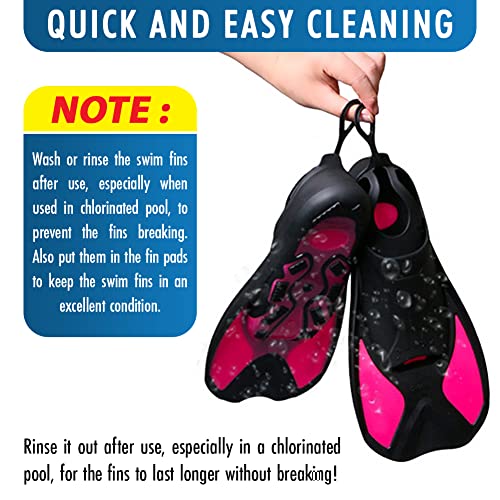 Swimming Short Floating US Size S Ankle Width 2.9 Inch Training Diving Fins for Thermoplastic Rubber for Swimming Scuba Diving Snorkeling, Rose Red