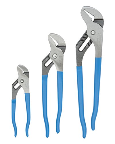 Channellock GS-3 3 Piece Straight Jaw Tongue and Groove Pliers Set - 12-Inch, 9.5-Inch, 6.5-Inch | Groove Joint Pliers | Laser Heat-Treated 90Â° Teeth| Forged from High Carbon Steel | Patented Reinforcing Edge Minimizes Stress Breakage | Made in USA