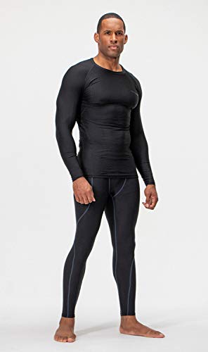 DEVOPS 3 Pack Men's Athletic Long Sleeve Compression Shirts (Medium, Black/Black/Black)