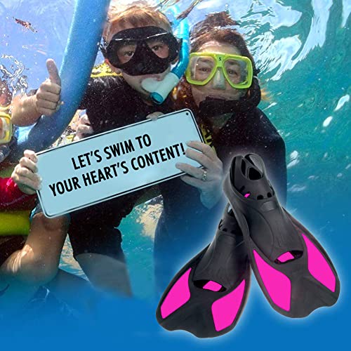 Swimming Short Floating US Size S Ankle Width 2.9 Inch Training Diving Fins for Thermoplastic Rubber for Swimming Scuba Diving Snorkeling, Rose Red