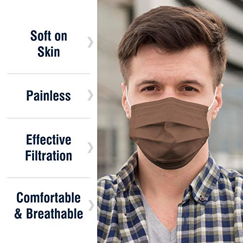 WECARE Disposable Face Mask Individually Wrapped - 50 Pack, Assorted Earth Tone Print Masks - 3 Ply