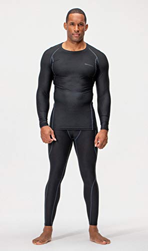 DEVOPS 3 Pack Men's Athletic Long Sleeve Compression Shirts (Medium, Black/Black/Black)