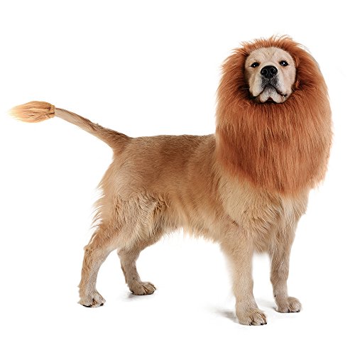 TOMSENN Dog Lion Mane - Realistic & Funny Lion Mane for Dogs - Complementary Lion Mane for Dog Costumes - Lion Wig for Medium to Large Sized Dogs Lion Mane Wig for Dogs