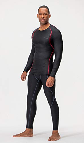 DEVOPS 3 Pack Men's Athletic Long Sleeve Compression Shirts (Medium, Black/Black/Black)