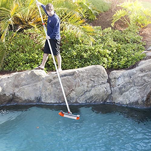 AgiiMan Swimming Pool Brushes with Pole -18 Polished Nylon Bristles Pool Brush Head, 12ft Designed for Cleans Walls, Tiles & Floors Effortlessly