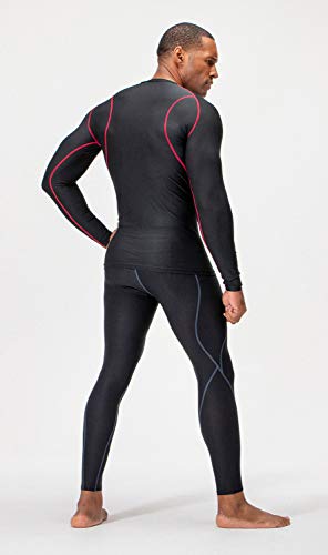 DEVOPS 3 Pack Men's Athletic Long Sleeve Compression Shirts (Medium, Black/Black/Black)