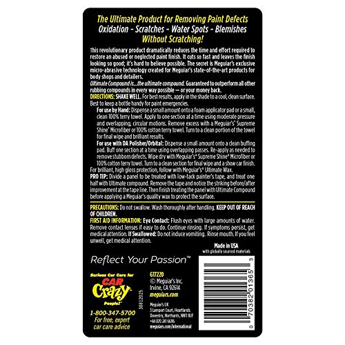 Meguiarâs Ultimate Compound, Car Compound Restores Car Paint and Car Shine â 1 Pint 4 Fl Oz Bottle