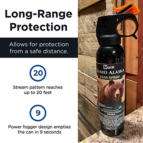 Personal Security Products Mace Brand Guard Alaska Maximum Strength Bear Spray â 20â Powerful Pepper Spray â Mace Spray Self-Defense for Hiking, Camping, and Other Outdoor Activities, Made in USA