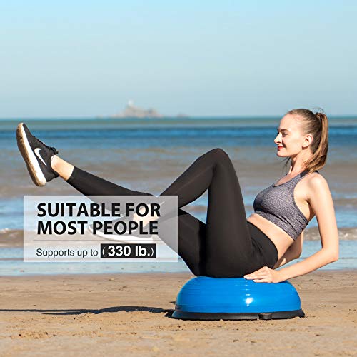 Z ZELUS Balance Ball Trainer Half Yoga Exercise Ball with Resistance Ban