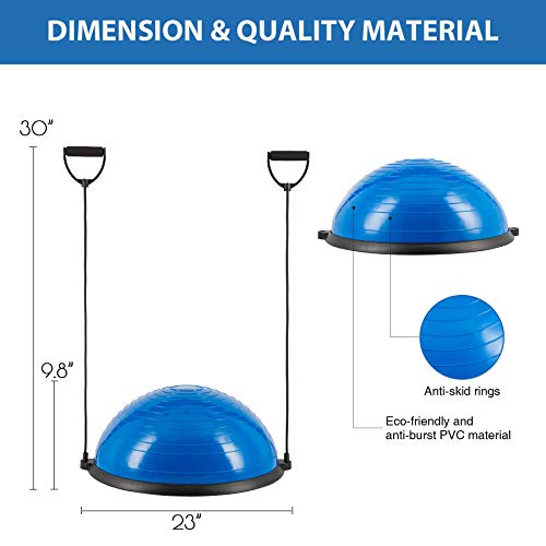 Z ZELUS Balance Ball Trainer Half Yoga Exercise Ball with Resistance Ban