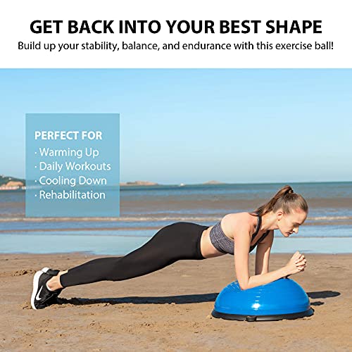Z ZELUS Balance Ball Trainer Half Yoga Exercise Ball with Resistance Ban