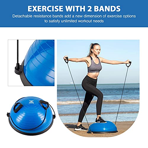 Z ZELUS Balance Ball Trainer Half Yoga Exercise Ball with Resistance Ban