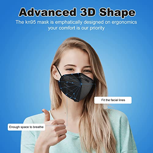 YOTU KN95 Face Masks 60 Pcs,5 Layers Cup Dust Mask, Individually Wrapped, Filter Efficiency 95%, Suitable for Home Work Restaurants Outdoors