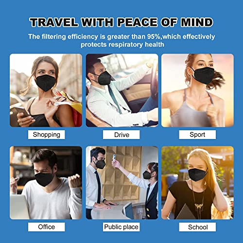 YOTU KN95 Face Masks 60 Pcs,5 Layers Cup Dust Mask, Individually Wrapped, Filter Efficiency 95%, Suitable for Home Work Restaurants Outdoors