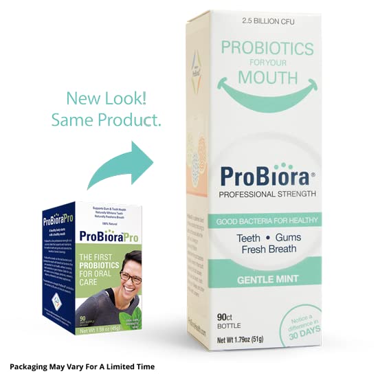 ProBioraPro Oral-Care Probiotic Mints | Supports Healthy Teeth & Gums | Freshens Breath | Gently Whitens Teeth | ProBiora3 Technology With 3 Probiotic Strains Native To The Mouth | 90 Day Supply (90g)