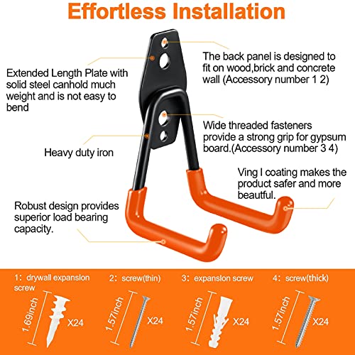 HUPBIPY 12 Pack Garage Hooks Heavy Duty,Utility Steel Garage Storage Hooks,Wall Mount Garage Hanger&Organizer for Organizing Power Tools,Ladders,Bulk Items,Bikes,Ropes and More Equipment